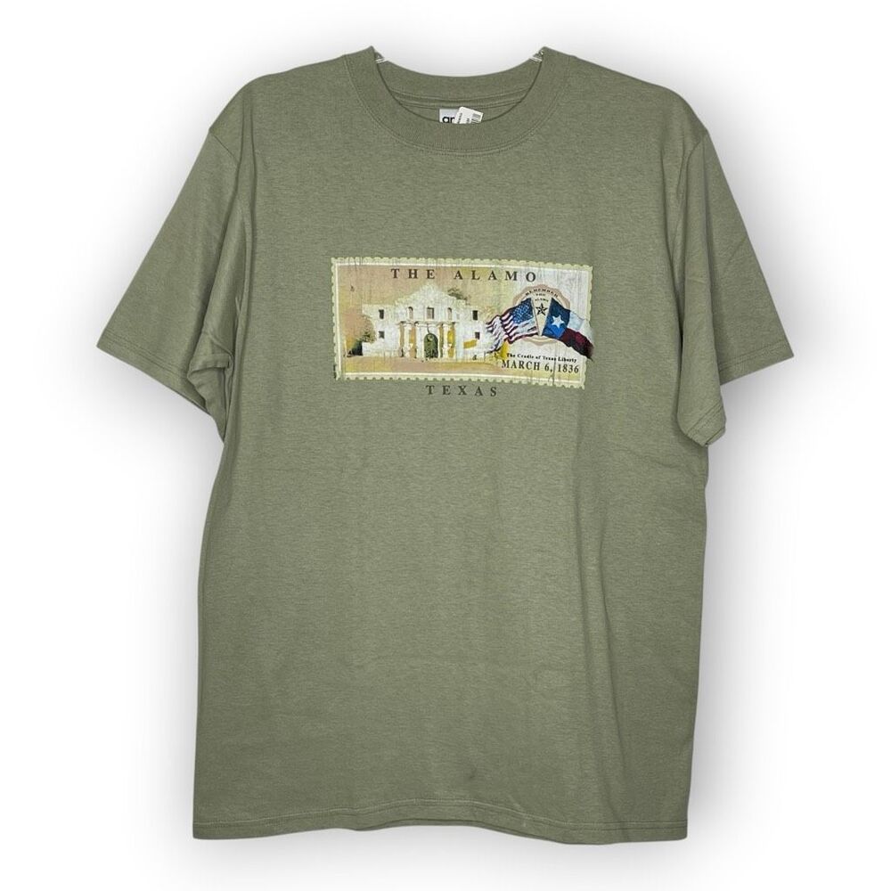 Anvil Vintage The Alamo Shirt Texas Green Graphic Tee Souvenir Men’s Medium NWT